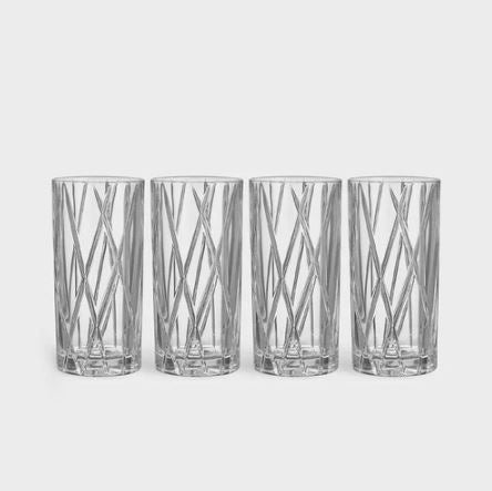Modern Long Drink Glasses 370ml, Set of 6