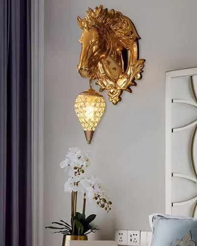 Golden Horse Head Wall Light