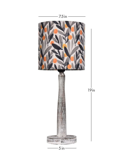 Distress White Wooden Lamp with Yellow Leaf Shade