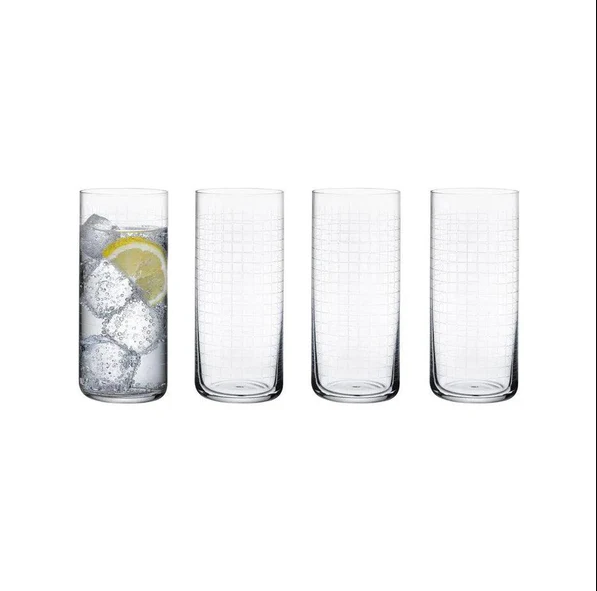 Grid Highball Glasses 350ml, Set 4