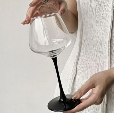Black Stem Wine Glass - Set of 2