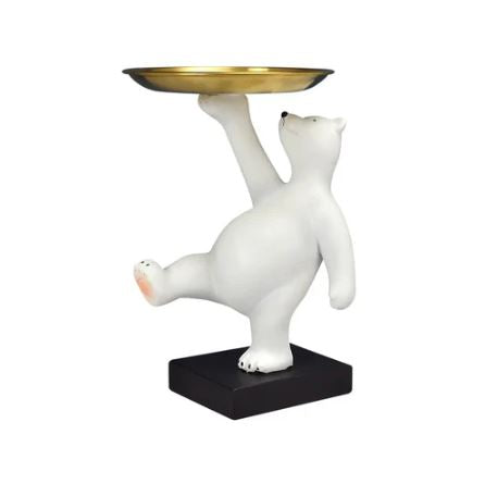 Balancing Bear Sculpture with Trinket Tray