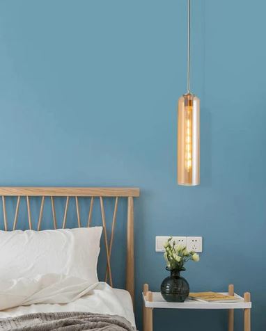Cylinder Glass Pendant Light - Amber