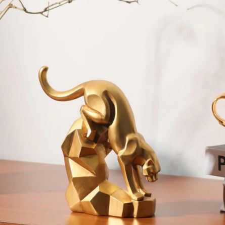 Descending Jaguar Decorative Sculpture - Amber Gold