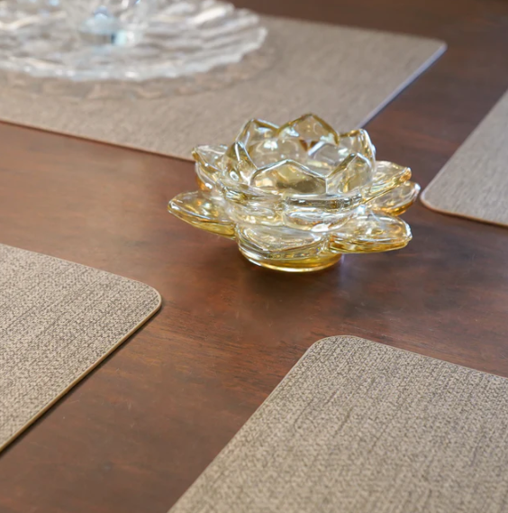 Gold Lotus Glass Tealight Candle Holder