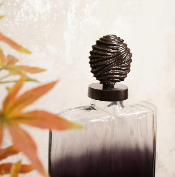 Grey & Black Textured Glass Décor Piece with Ornamental Lid, set of 2