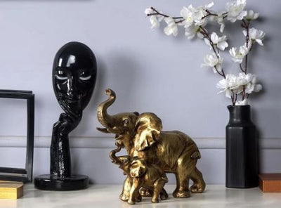 Rustic Mom and Baby Elephant Table Accent