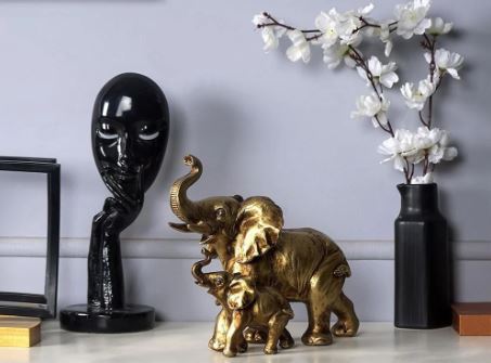 Rustic Mom and Baby Elephant Table Accent