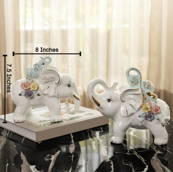 Trunk-Up Joy Elephant Showpiece for Home and Item for Table Decoration