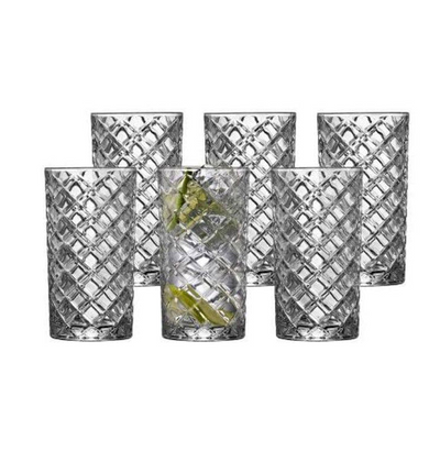 Diamond Highball Glasses 380ml, Set of 6