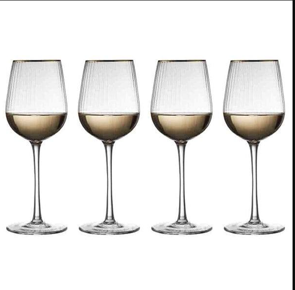 Palermo Gold White Wine Glasses 300ml, Set of 4