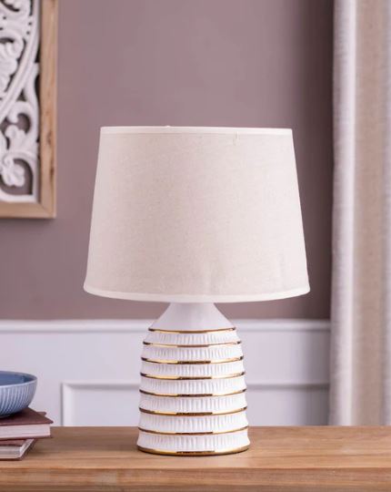 Shining Elegance Caramic Table Lamp - White