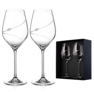 Silhouette White Wine Glasses Adorned with Swarovski® Crystals – Set of 2 - Made In United Kingdom