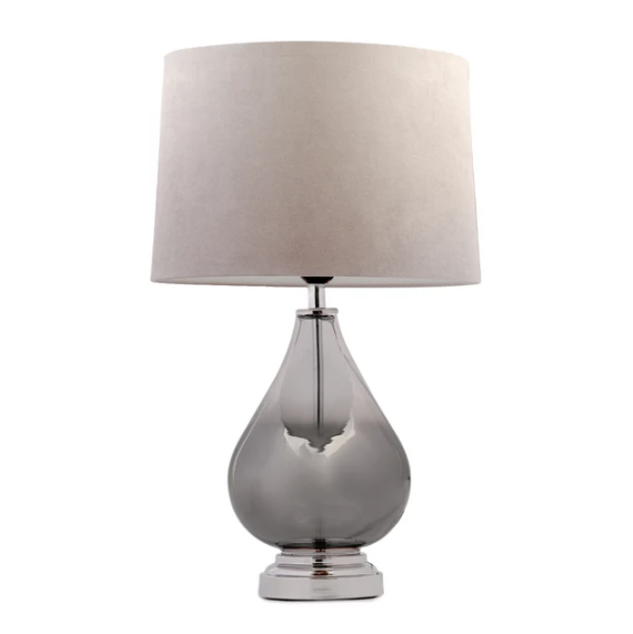 Teardrop Shaped Table Lamp with Shade, Silver