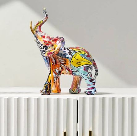 Graffiti Elephant Decorative Sculpture Medium