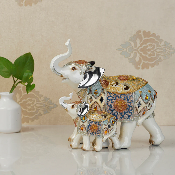 The Agra Royal Elephant Table Decoration Showpiece - Pair