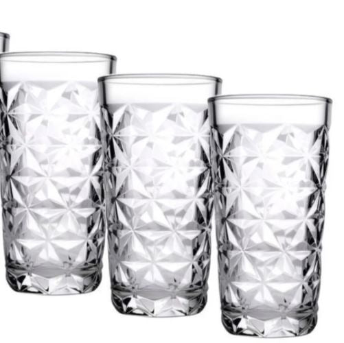 GEOMETRIC TALL CRYSTAL GLASS-SET OF 6