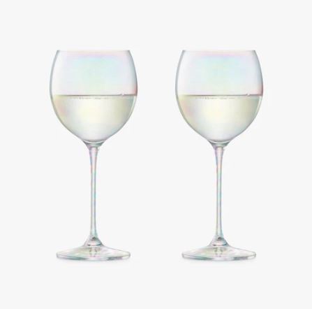 Polka Wine Glasses 400ml, Set of 2 - Mother of Pearl