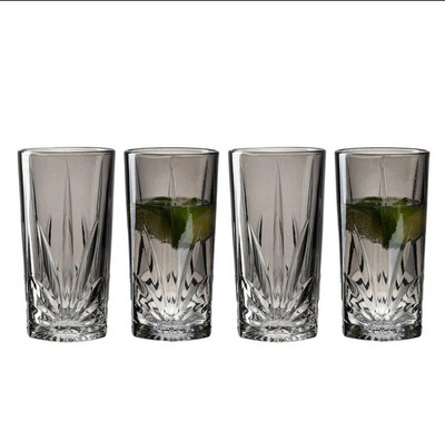 Capri Long Drink Tumblers 390ml, Set of 4 - Grey