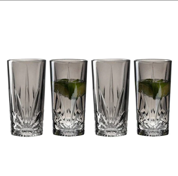 Capri Long Drink Tumblers 390ml, Set of 4 - Grey