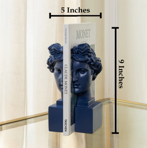 Modern Apollo Bookend For Books - Pair (Navy Blue)