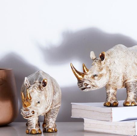 Golden-Horned Rhino Table Accent