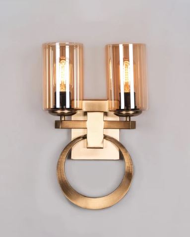 Dual Amber Glass Ring Wall Sconce