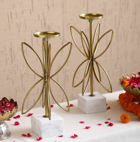 Noor Blossom Candleholder Set of 2