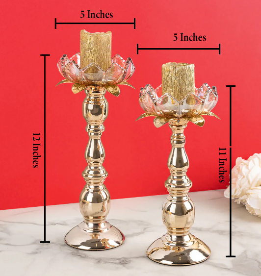 Lotus Glow Candle Stand - Set of 2