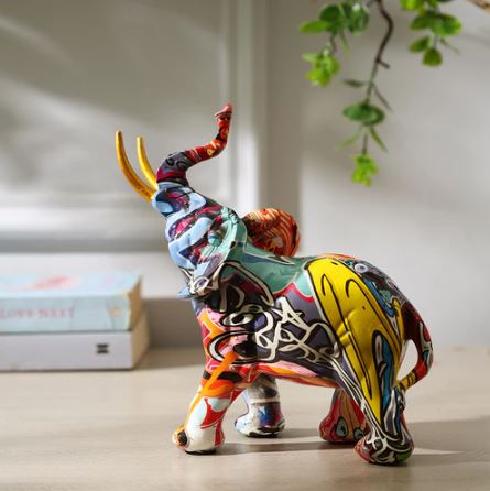 Graffiti Elephant Decorative Sculpture Small