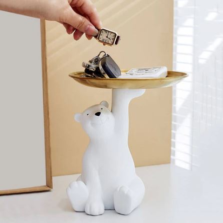 Sitting Bear Sculpture with Trinket Tray
