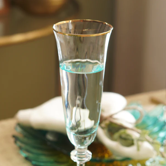 Set of 2 Light Blue Textured Champagne Flutes