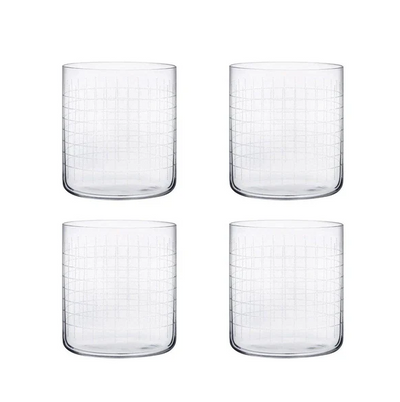 Finesse Grid Whiskey SOF Tumblers 300ml, Set of 4