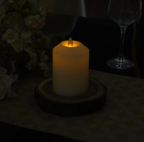 Real Wax Marble Grey LED Candle, small