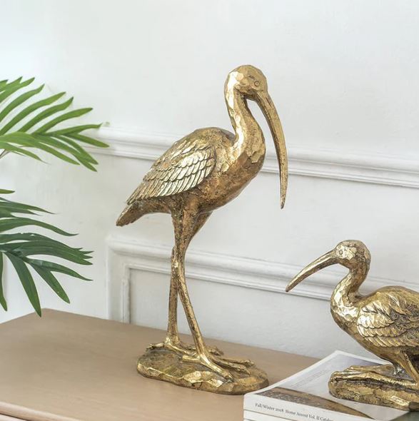 Hunting Crane Sculpture Large - Gold