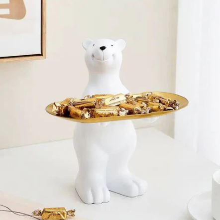 Standing Bear Sculpture with Trinket Tray