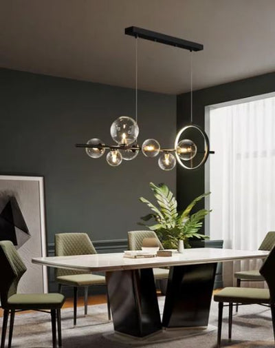 Clear Glass Glob Ring Chandelier