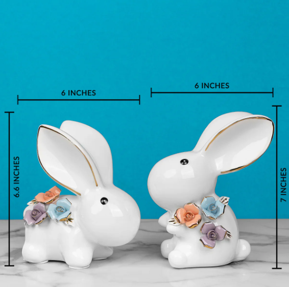 Bunny Lovebirds Ceramic Table Decorative showpiece