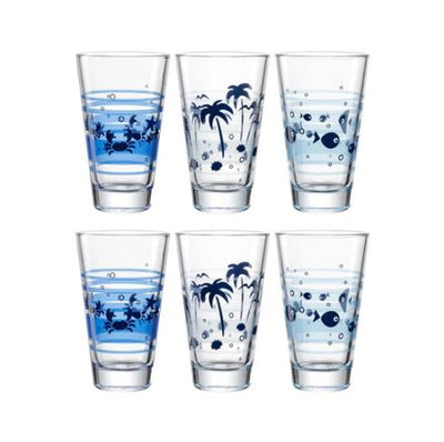 Salerno Long Drink Glasses 300ml, Set of 6 - Sea Life