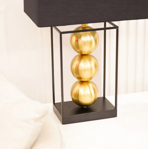 Stacked Spheres Table Lamp with Shade, Gold