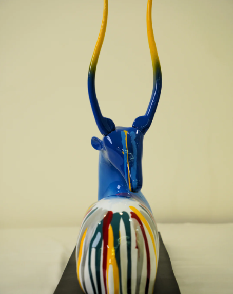Deer Multi Sitting – Multi-Blue – Elegant Artistic Home Decor Sculpture