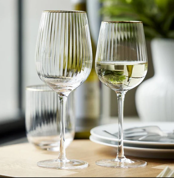 Palermo Gold Red Wine Glasses 400ml, Set of 4