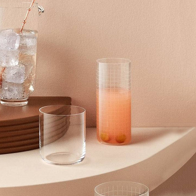 Grid Highball Glasses 350ml, Set 4