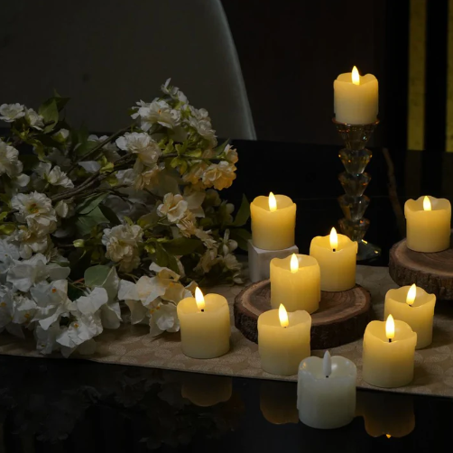 LED Small Real Wax Candle, set of 12