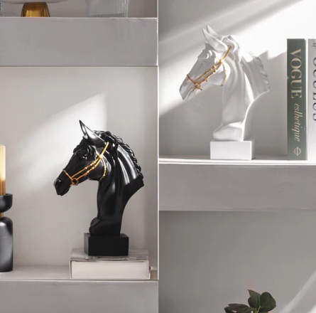Horse Head Sculpture Medium - White