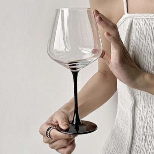 Black Stem Wine Glass - Set of 2