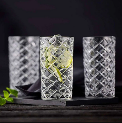 Diamond Highball Glasses 380ml, Set of 6