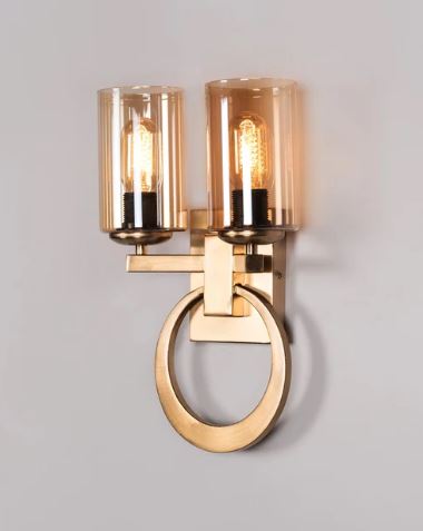 Dual Amber Glass Ring Wall Sconce