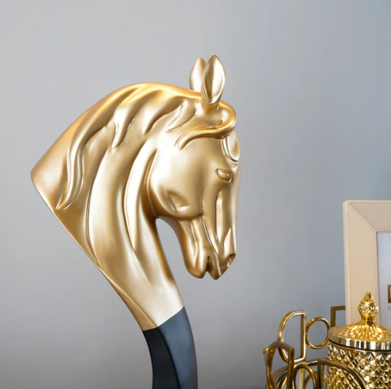 Gold and Black Horse Bust Resin Figurine
