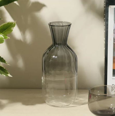Ribbed Glass Carafe - Shaded Grey